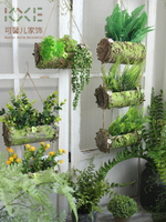 手工天然樹皮吊掛花盆墻飾掛件創意懸掛花籃植物壁掛墻面裝飾花器