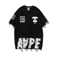 Aape 2024 Unisex Summer New Short Sleeve Versatile Couple Pure Cotton Loose Trend Casual Printed T-S