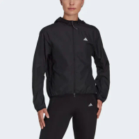 【adidas 愛迪達】Run It Jacket 女 連帽外套 風衣 運動 慢跑 路跑 吸濕排汗 愛迪達 黑(HM4288)