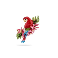 【百貨屋二號】法國les nereides23熱帶鸚鵡猩紅小鳥粉石斛花綠葉胸針小眾設計女