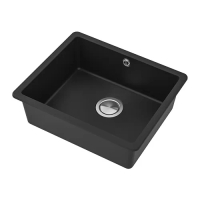 KILSVIKEN 嵌入式單槽水槽, 黑色 石英混合物, 56x46 公分