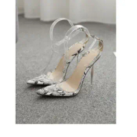 New Fashion Women Sandals PVC Jelly Crystal Heel Transparent Women Sexy Clear High Heels Summer Sandals Pumps Shoes