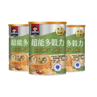 【QUAKER 桂格】超能多穀力金黃5籽x5穀-無添加糖(390g×3罐)