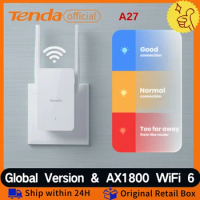 Tenda WiFi 6 Range Extender 2.4/5GHz AX1800 Dual Band Signal Expansion Booster Wireless Repeater No Dead Spots WPS Plug and Play