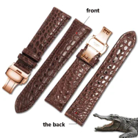 High Quality Double-Sided Round Grain Crocodile Leather Watchband Men's For Tissot Breitling Tudor Longines Watch Chain 20mm