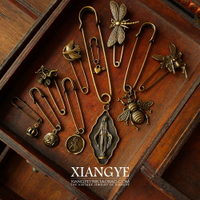向葉 復古中古銅天使大別針回形開衫胸針西洋古董復刻vintage首飾