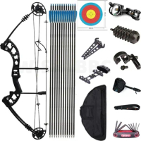 30-60lbs Archery M131 Compound Bow /Bow and Carbon Arrows Kit Compound Bowfishing Fishing Arrow Hunting Shooting Accessories