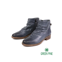 【GREEN PINE】擦色抓皺復古感短靴藍色(00189021)
