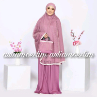 (FREE BABY GOLD) Mukena Dewasa Tile Polkadot Rajut Mewah Rayon Premium Mukenah