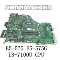 For Acer Aspire E5-575 E5-575G Laptop Motherboard I3-7100U CPU DAZAAMB16E0 REV.E Mainboard Test Good