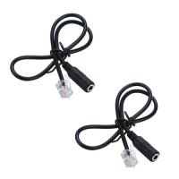 2PC Phone Adapter Rj9 To 3.5 Female Adapter Convertor Cable PC Computer Headset Telephone