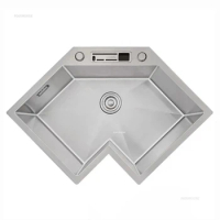 Modern Stainless Steel Corner Kitchen Sinks Small Apartment L-shaped Special Washing Sink Kitchen Accessories Large Single Sink