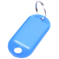 20 Pcs Key ID Label Tags Split Ring Keyring Keychain Blue