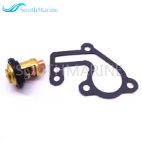 Boat Engine 6E5-12411-00 6E5-12411-02 Thermostat and 682-12414-A1 Gasket for Yamaha 9.9hp 15hp 2-Stroke E9.9B E15B 9.9C Outboard