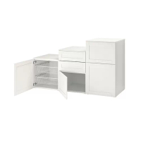 PLATSA 收納櫃附門板/抽屜, 白色/sannidal 白色, 180x57x103 公分