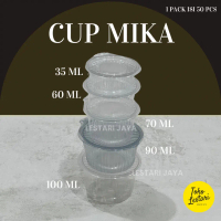 [50 PCS] Cup Jelly Mika Sambal Sauce Agar Pudding Belimbing Tutup Sambung 35ml 60ml 70ml 90ml 100ml