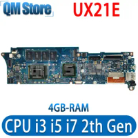 UX21E Mainboard For ASUS UX21 UX21E Laptop motherboard I3 I5 I7 2th Gen CPU 4GB RAM REV 3.1 100% test work