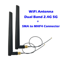 Dual Band Antenna 2.4G/5G 5dbi 20cm MHF4 to SMA Connector RG1.13 Cable Aerial for Booster Router Modem USB Adapter Extender Wifi