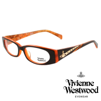 【Vivienne Westwood】時尚晶鑽大理石花紋光學眼鏡(黑/橘 VW137_01)