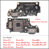 1Pcs USB Charger Charging Port For Xiaomi Poco F1 F2 F3 F4 M3 M4 X2 X3 X4 Pro 4G 5G Dock Connector Microphone Board Flex Cable