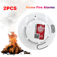 1/2Pcs Home Fire Alarm Smoke Detector with Batteries Wireless Fire Smoke Detector Fire Detector Alarm Safety Equipment