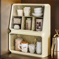 茶具收納櫃 水杯架家用大容量透明茶具收納盒桌面白酒杯收納架防塵香水擺放架