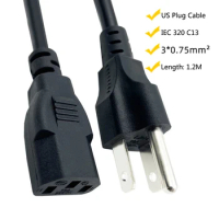 USA Power Supply Cable 1.2m 3 Prong NEMA 5-15P IEC C13 Power Extension Cord For PC Computer Monitor Printer LG TV Projector