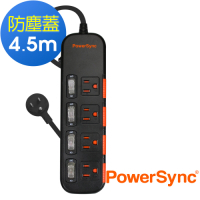 PowerSync 群加 3孔4開4插 滑蓋防塵防雷擊延長線/4.5(TS4X0045)