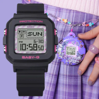 【CASIO 卡西歐】BABY-G+PLUS聯名 酷洛米錶殼吊飾電子錶(BGD-10KKM-1)