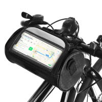 Bike Handlebar Bag Mobile Phone Mount Bag Bicycle Front Frame Storage Bag with Removable Shoulder Strap For MTB Bike