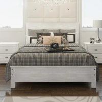 Modern Rustic Albany Solid Wood Queen Bed Frame with Headboard - Heavy Duty Queen Size Bed Frames for Box Spring Support