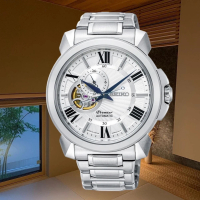 【SEIKO 精工】Premier 開芯鏤空機械腕錶 SK038 /白面42.9mm(SSA369J1/4R39-00S0S)