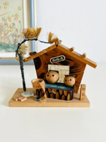 日本昭和 鄉土玩具 民蕓品實木制木偶場景置物擺飾