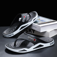 Summer new men's flip flops for outdoor wear, soft soled thick soled wear resistant casual fashion f