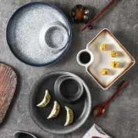 2025 Ceramic Creative Plate with Vinegar Dish for Dumplings, Home and Hotel Tableware, Cold Dish Pla