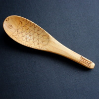 木頭勺手工木雕湯勺創意魚形粥勺可愛木勺子兒童成人調羹日式餐具
