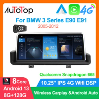 AUTOTOP Wireless Carplay Android 13 Car Radio Multimedia For BMW E90 E91 E92 E93 2005-2012 8Core 8G+128 Snapdragon 665 BT Wifi