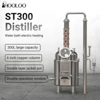 HOOLOO ST300 Water Bath Heating Distiller Double Jacket Stainless Steel Pot Body Copper Column Copper Helmet Whisky Mixing Motor