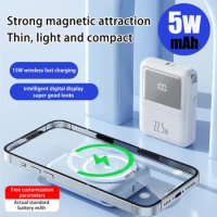 Wireless Charger Magnetic Power Bank New Mini 50000mAh Built-in Cable Powerbank 22.5W Fast Charging For iPhone Samsung Huawei