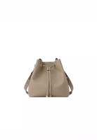 FION Cube Drawstring Medium Leather Bucket Bag