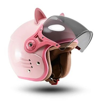 MJ Helm Bipplast Bogo Retro Fantasy V2 dengan Kuping Kucing SNI Berkualitas L PINK CAT PINK
