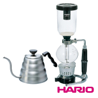 【HARIO】虹吸式咖啡壺TCA-3一組+不鏽鋼細口壺1.2L(組合商品)