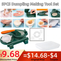 5 In1 Dumpling Making Tool Set Rolling Pad Dumpling Maker Mould Manual Press Dumpling Skin Mold Dumpling Mould Preservation Box