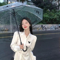 全新 網紅透明雨傘女適用於香奈兒長柄自動高級感拍照高顏值小香風公主