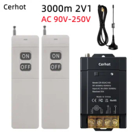 Cerhot AC 110V 220V 230V RF433Mhz Wireless Switch Remote Control On-off 30A Water Pump Relay Receiver Lamps Wall Light Switch