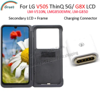 Secondary Screen For LG V50S ThinQ 5G, For LG G8X LCD Dual Display With Frame, Touch Panel Screen Digitizer, Charging connector
