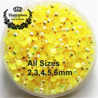 All Sizes 2,3,4,5,6mm Resin Rhinestone 14 Facets Flatback Jelly Citrine AB Decorations for Phones Bags Shoes Nails DIY
