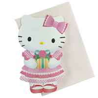 小禮堂 Hello Kitty 造型生日卡片 立體卡片 祝賀卡 送禮卡 感恩卡 (粉 洋裝)
