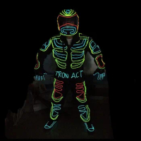 Wecool wholesale EL wire glowing flashing ballroom costumes led luminous clothes for party dancing stage dance wear