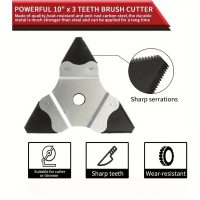 [READY STOCK]10inch 3Teeth Manganese Steel Lawn Mower Trimmer Blade Garden Parts Brush Cutter